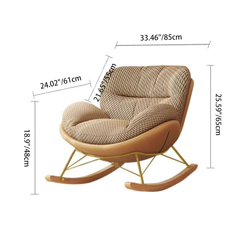Fauteuil à bascule en velours pied-de-poule nordique contemporain avec dossier en acier au carbone pour salon 