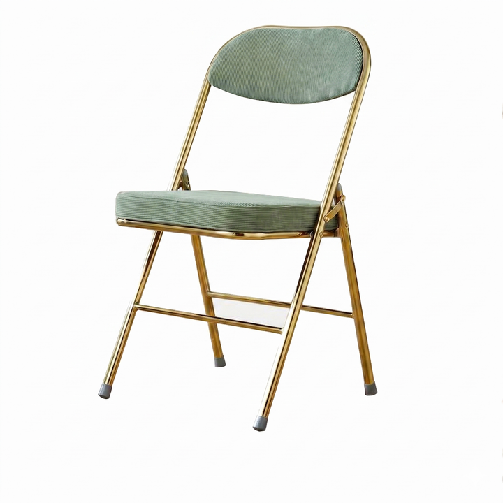 Contemporary Nordic Square Corduroy Upholstered Iron Foldable Vanity Stool Backrest Footrest For Bedroom