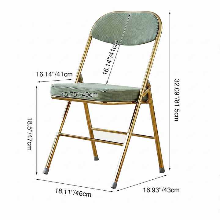 Contemporary Nordic Square Corduroy Upholstered Iron Foldable Vanity Stool Backrest Footrest For Bedroom