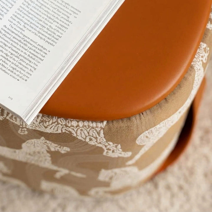 Contemporary Luxury Square Saddle-Style Faux Leather Pine &amp; Plywood Pouf Footstool For Entryway