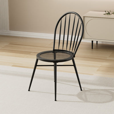 Silla de comedor contemporánea nórdica con respaldo hueco y estructura de acero al carbono tapizada para comedor 