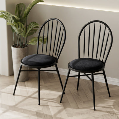 Silla de comedor contemporánea nórdica con respaldo hueco y estructura de acero al carbono tapizada para comedor 