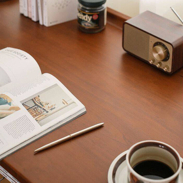 Bureau rectangulaire minimaliste moderne en bois massif et acier inoxydable, à 4 pieds et 1 tiroir, pour bureau à domicile 