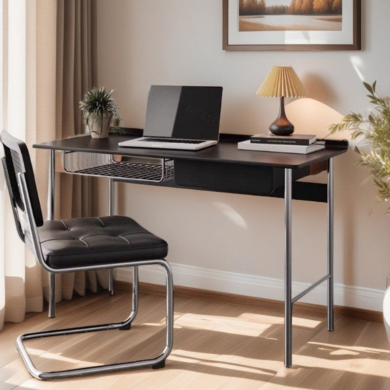 Bureau rectangulaire minimaliste moderne en bois massif et acier inoxydable, à 4 pieds et 1 tiroir, pour bureau à domicile 