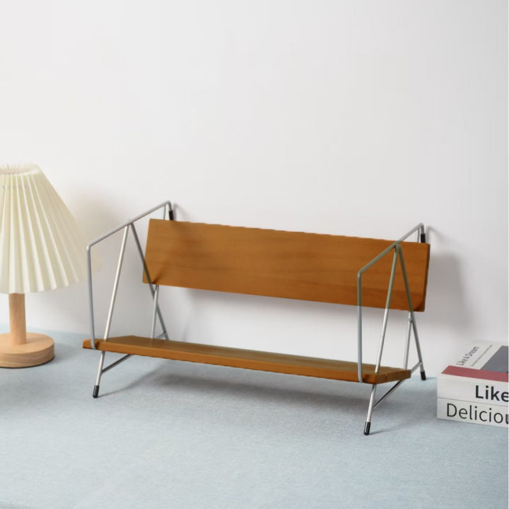 Modern Minimalist Rectangular Solid Wood Iron Bookshelves 4-Leg For Home Office