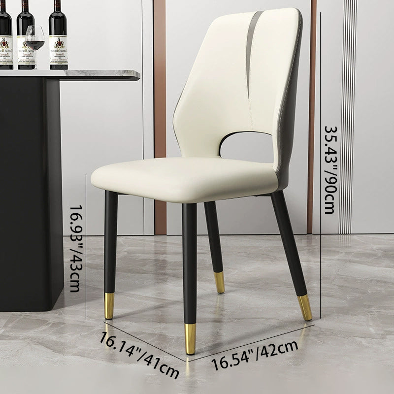 Modern Luxury Square Cushion Faux Leather Carbon Steel Dining Chair Backrest For Dining Room
