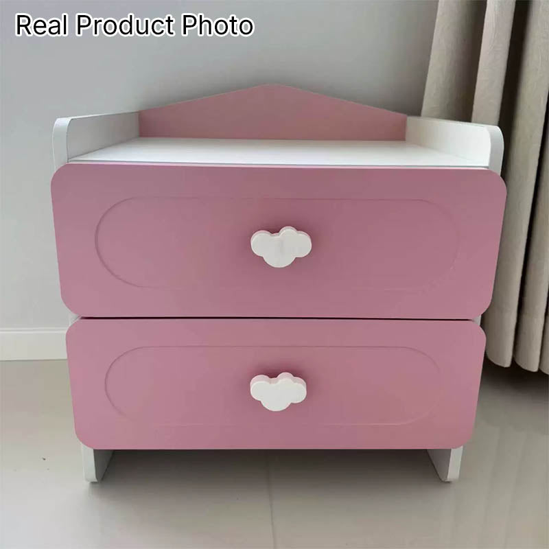 Contemporary Creative Kids Square MDF Nightstand 2-Drawer For Bedroom