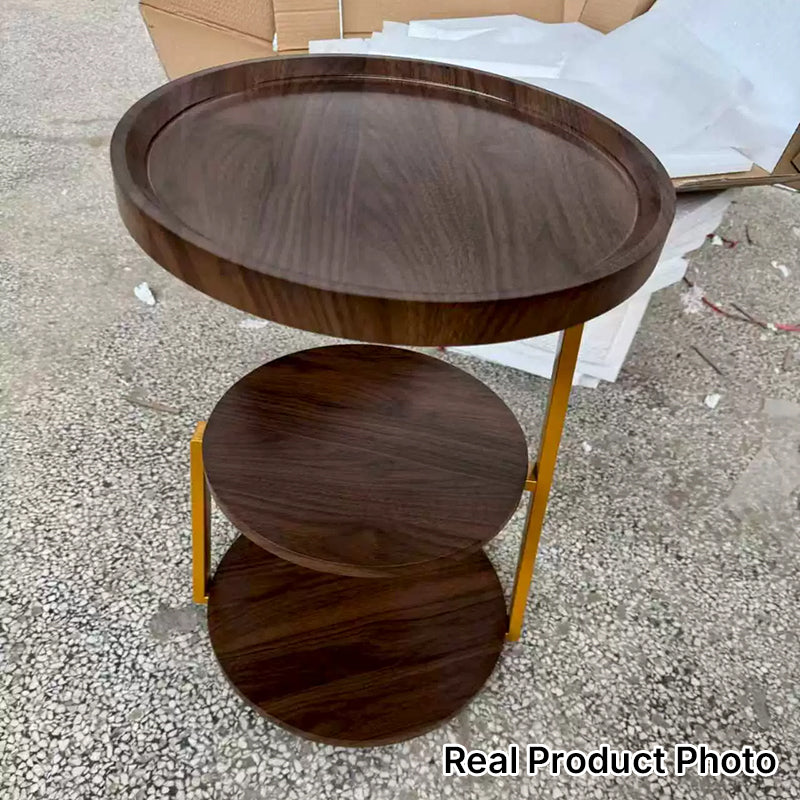 Moderner minimalistischer runder MDF-Eisen-Couchtisch, 3-stufig, für das Wohnzimmer 