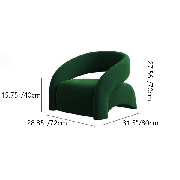 Modern Luxury Curved Square Leather Lambswool Fabric Wood Accent Chair Backrest Arm For Living Room