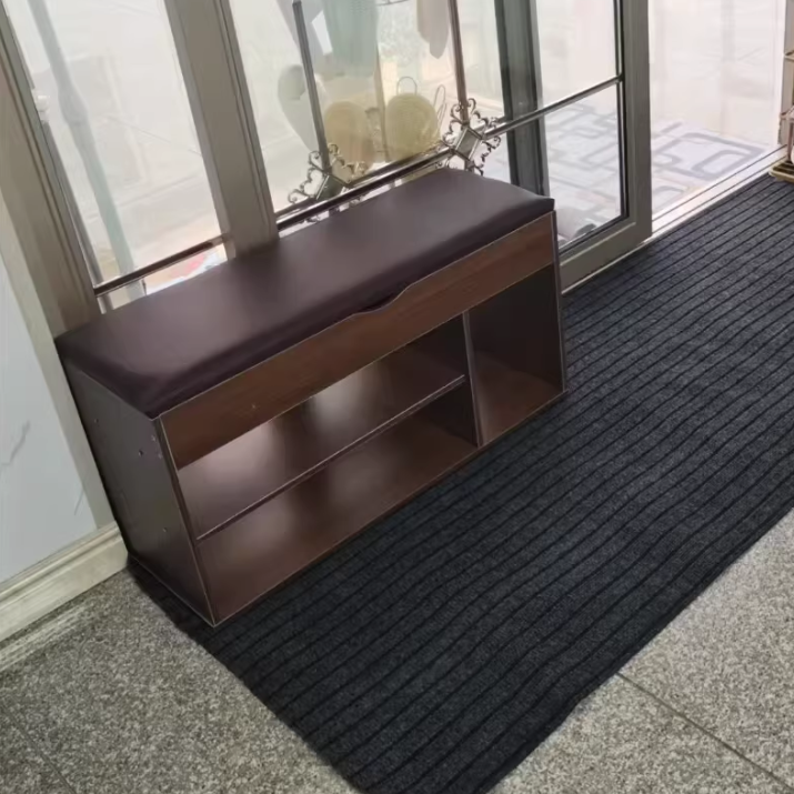 Modern Minimalist Rectangle Fabric PU Leather MDF Shoe Storage 3-Tier For Entryways
