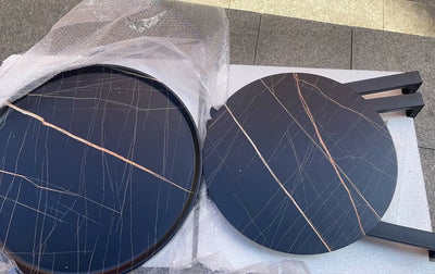 Contemporary Nordic Round Iron Plate Coffee Table 2-Tier For Living Room