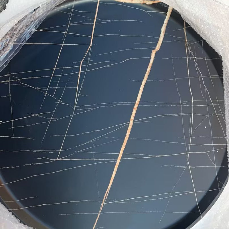 Contemporary Nordic Round Iron Plate Coffee Table 2-Tier For Living Room