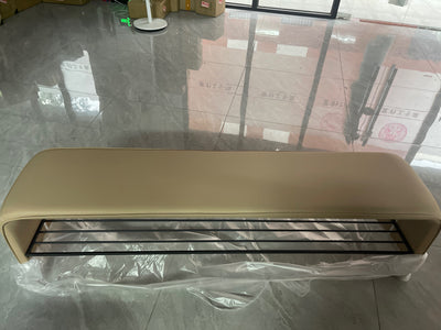 Banc à étagères à chaussures rectangulaire en acier au carbone et cuir PU de simplicité moderne à 2 niveaux pour l'entrée 