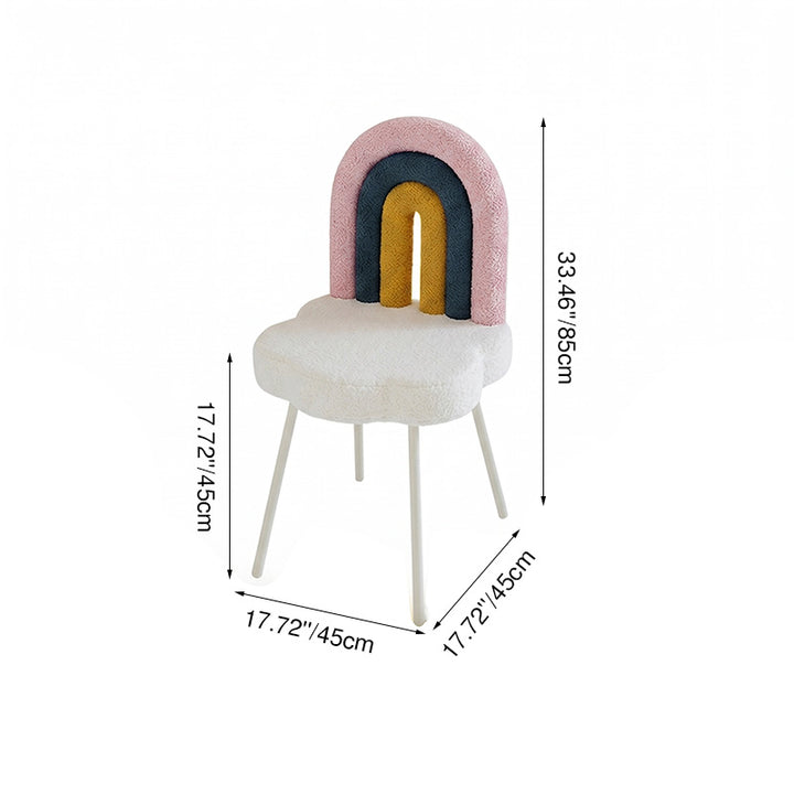 Tabouret de vanité en fer sans accoudoirs avec dossier en laine d&