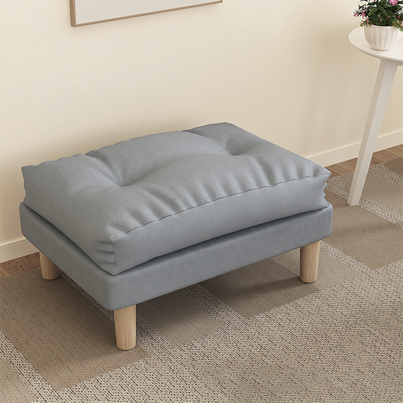 Contemporary Scandinavian Rectangular Snowflake Technology Cloth Velvet Plywood Low Stool Footstool For Living Room