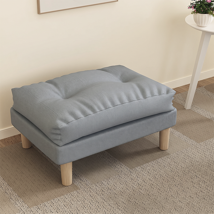 Contemporary Scandinavian Rectangular Snowflake Technology Cloth Velvet Plywood Low Stool Footstool For Living Room