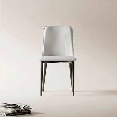 Contemporary Nordic Rounded-Edge Microfiber Leather Carbon Steel Dining Chair Backrest For Dining Room