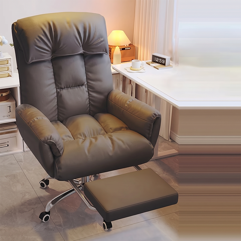 Chaise de bureau moderne minimaliste en tissu et acier inoxydable avec siège carré, dossier réglable et base pivotante pour bureau à domicile 