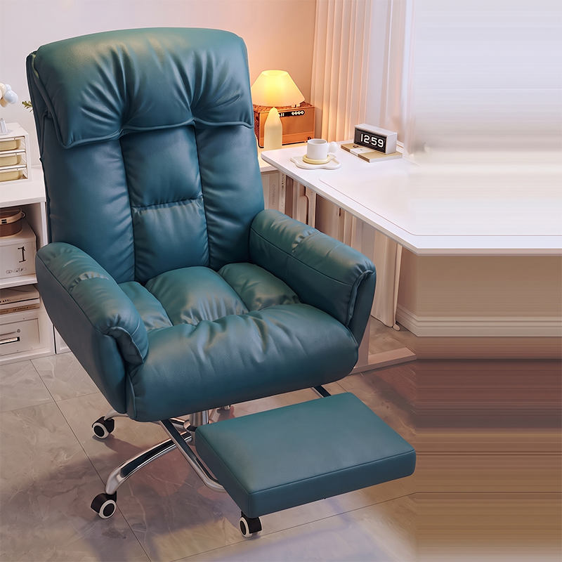 Chaise de bureau moderne minimaliste en tissu et acier inoxydable avec siège carré, dossier réglable et base pivotante pour bureau à domicile 