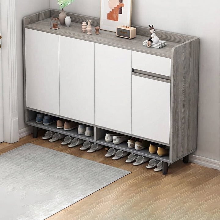 Moderner minimalistischer rechteckiger Schuhschrank aus MDF mit 4 Ebenen für den Eingangsbereich 