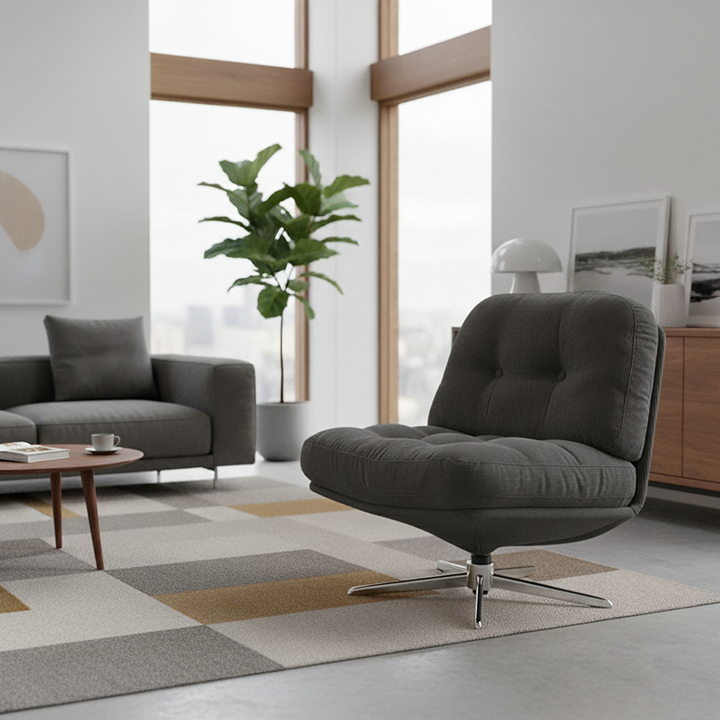 Modern Minimalist Rectangular Corduroy Steel Accent Chair Backrest Armless For Living Room