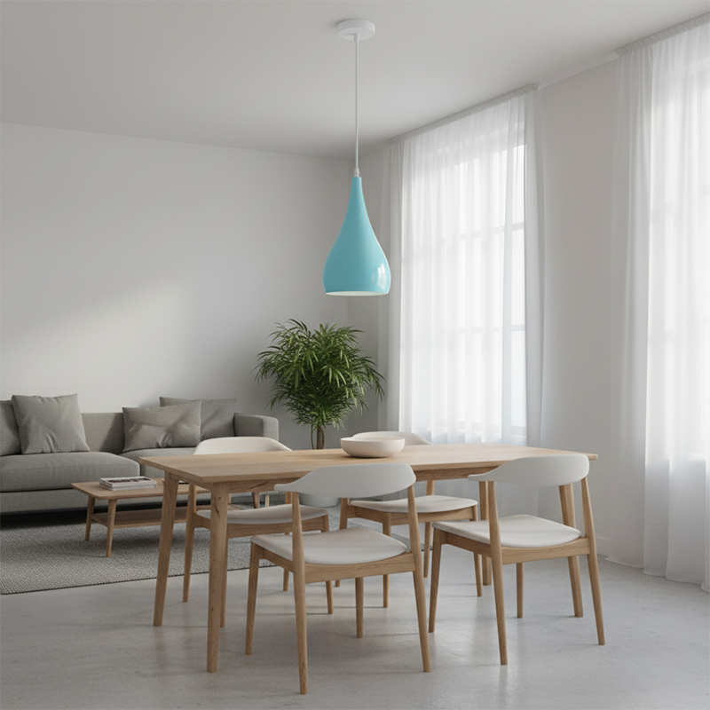 Zeitgenössische nordische Eisen-Holz-Aluminium-Kürbis-Wassertropfen 1-Licht-Pendelleuchte für das Esszimmer 