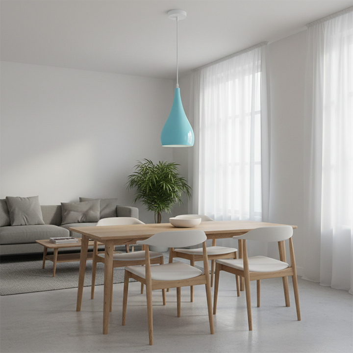 Zeitgenössische nordische Eisen-Holz-Aluminium-Kürbis-Wassertropfen 1-Licht-Pendelleuchte für das Esszimmer 