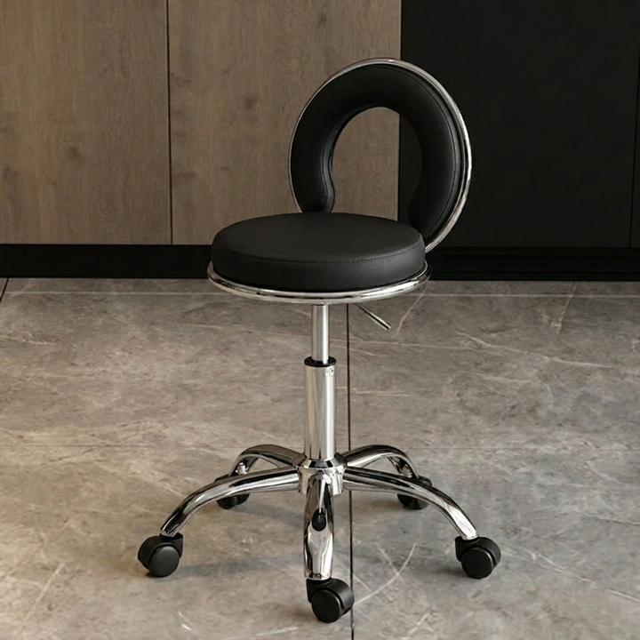 Coussin Rond Scandinave Contemporain Creux Métal Synthétique Placage Électro Vanity Tabouret Dossier Sans Bras Pour Chambre 