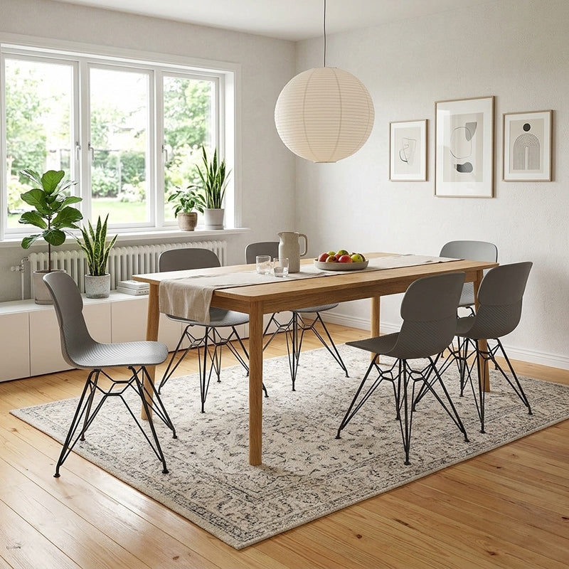 Modern Minimalist PP Dining Chair With Ergonomic Curved Back &amp; Black Steel Legs - Textured Side Chair For Dining Room, Kitchen &amp; Home Office