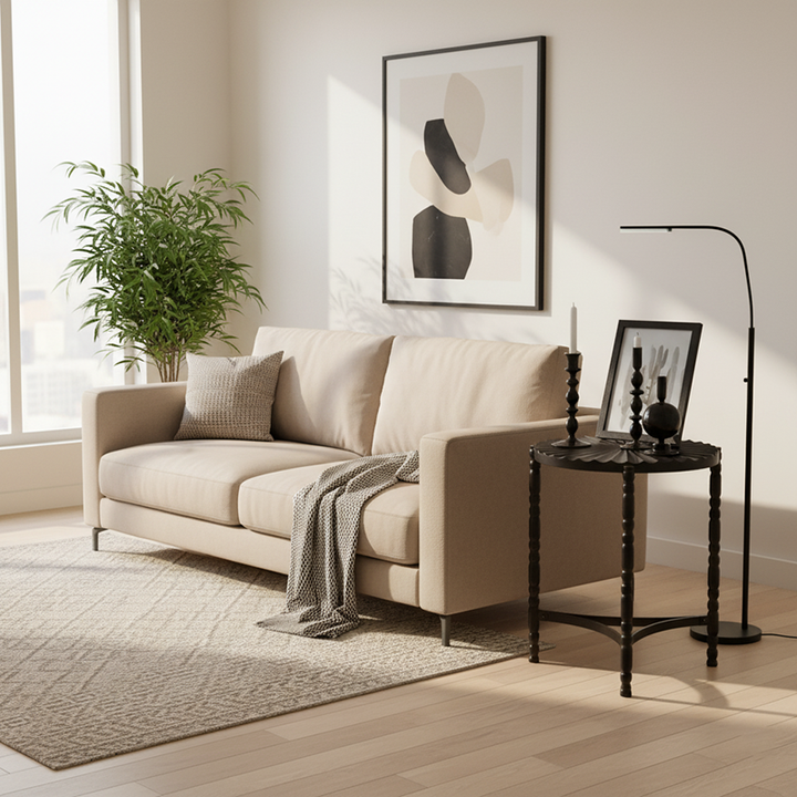 Traditional Vintage Oval Round Iron Medium Density Fiberboard End Table 1/2-Tier 3/5-Leg For Living Room