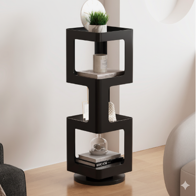 Contemporary Creative Square Iron Rotatable Bookshelf 4/5/6-Tier For Living Room
