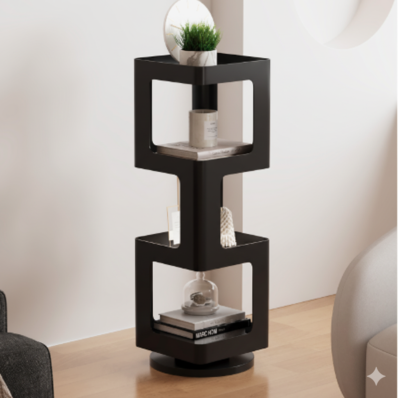 Contemporary Creative Square Iron Rotatable Bookshelf 4/5/6-Tier For Living Room