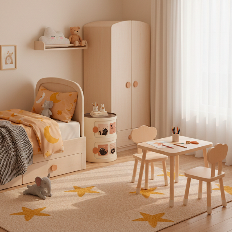 Mesa de noche cilíndrica creativa contemporánea de ABS con 2/3 cajones para dormitorio 