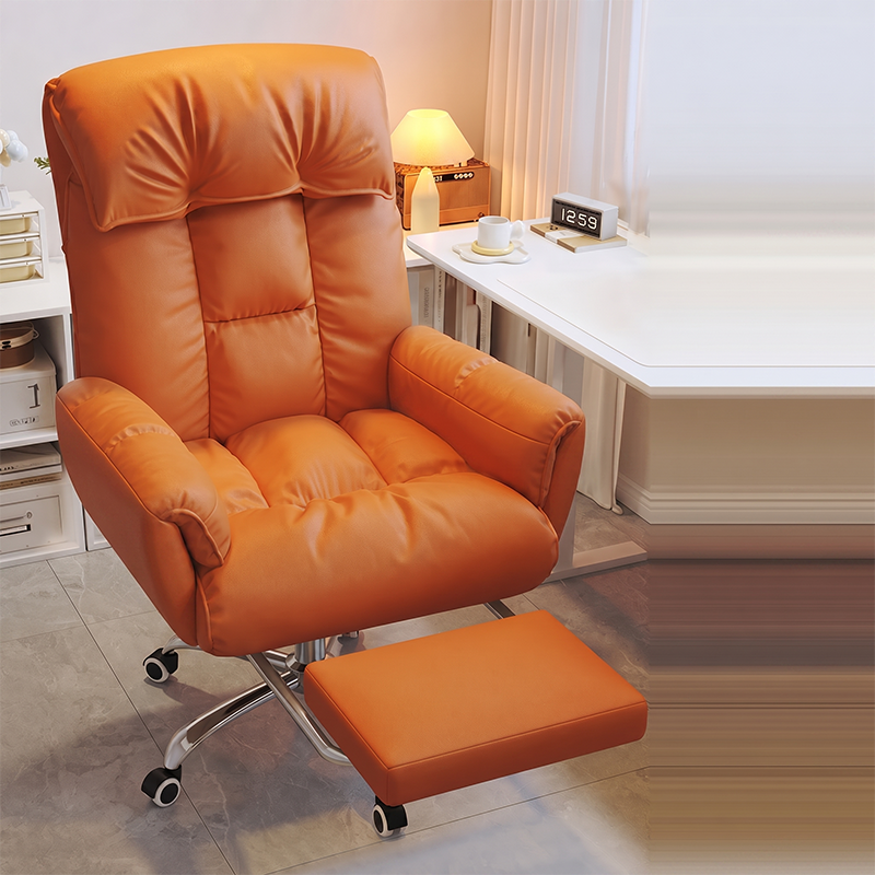 Chaise de bureau moderne minimaliste en tissu et acier inoxydable avec siège carré, dossier réglable et base pivotante pour bureau à domicile 