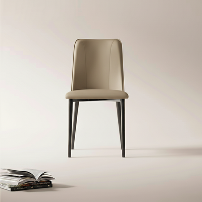 Contemporary Nordic Rounded-Edge Microfiber Leather Carbon Steel Dining Chair Backrest For Dining Room
