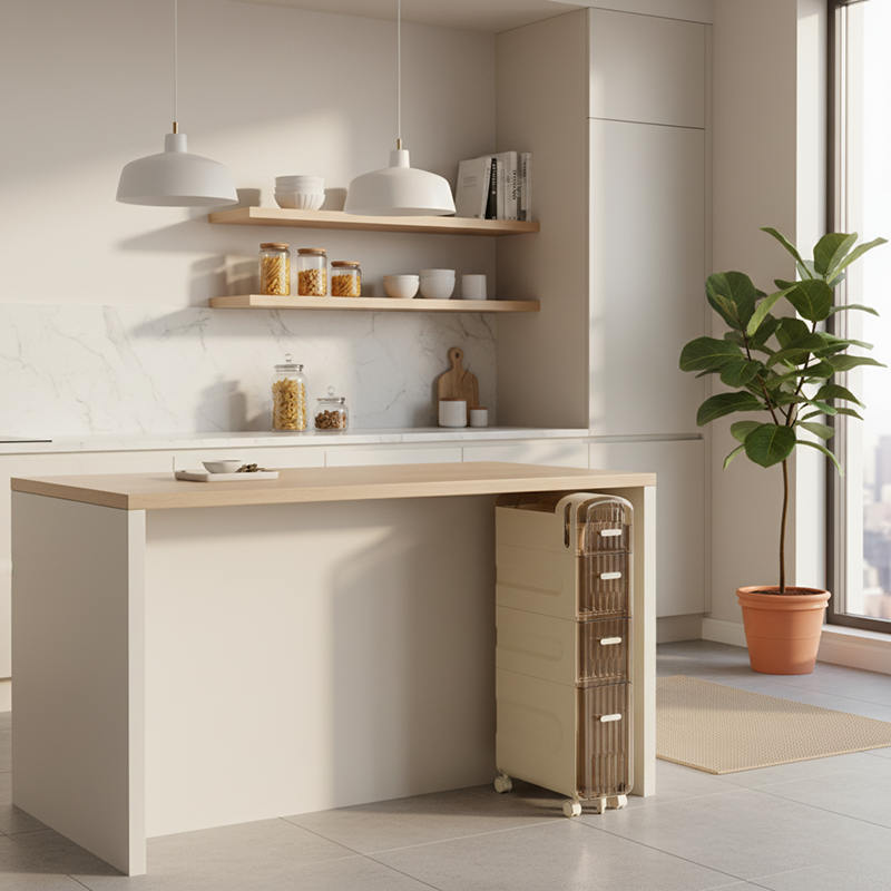 Modern Minimalist Rectangular Polypropylene Acrylonitrile Butadiene Styrene Polyethylene Terephthalate Storage Cabinet 2/3/4-Drawer For Kitchen
