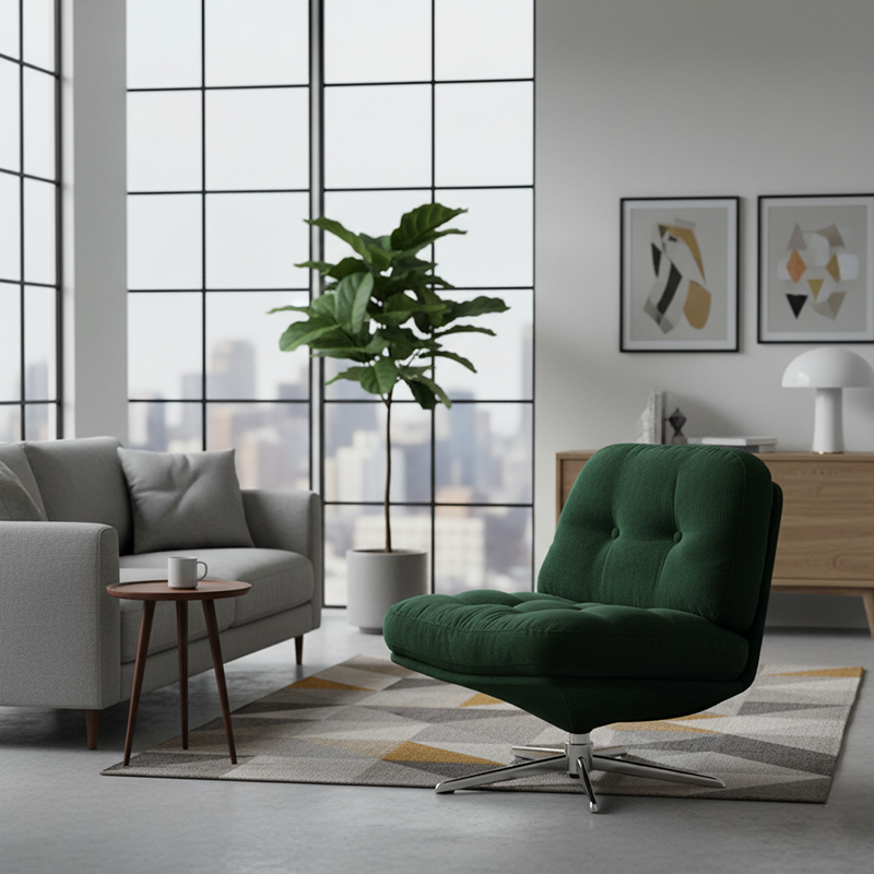 Modern Minimalist Rectangular Corduroy Steel Accent Chair Backrest Armless For Living Room