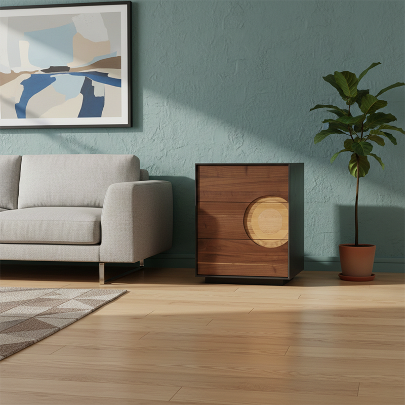 Meuble de rangement rectangulaire contemporain en bois massif créatif avec 2/3/4/5 tiroirs pour salon 