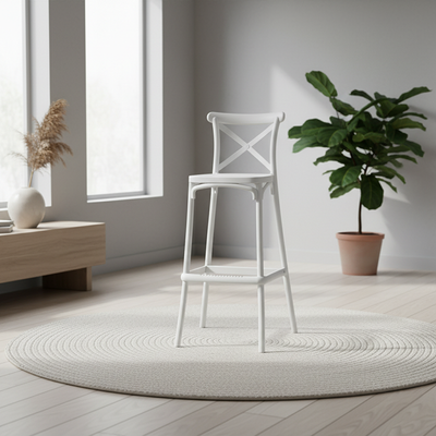 Modern Minimalist Square X Design PP Bar Stool Backrest For Dining Room & Kitchen
