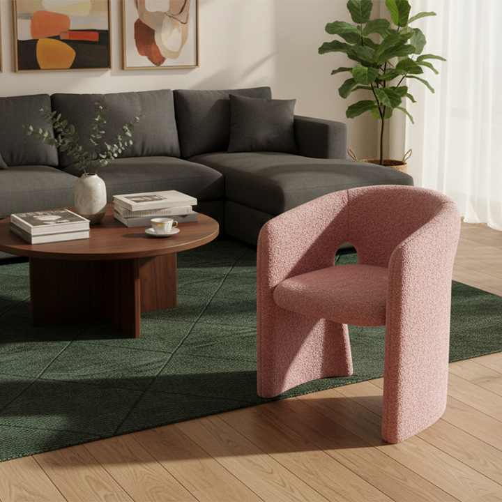 Moderner luxuriöser Akzentstuhl aus Stahl und Sperrholz in H-Form, mit Sherpa-Stoffbezug, Rückenlehne und Armlehnen, für Wohnzimmer &amp; Schlafzimmer 