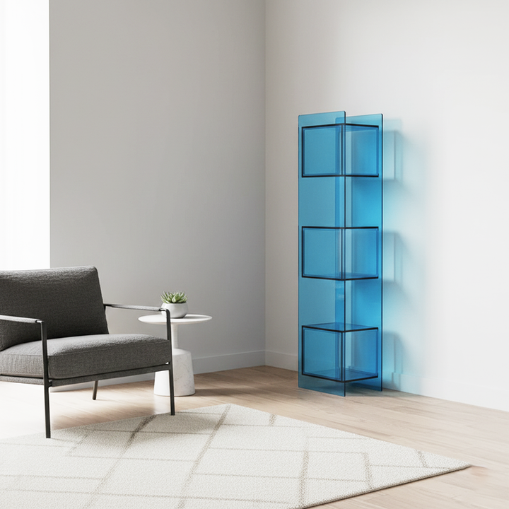 Modern Minimalist Acrylic Rectangular Storage Shelf - 5 Tiers Open Display Bookcase For Living Room &amp; Home Office