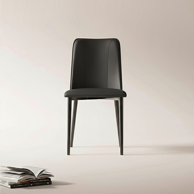 Contemporary Nordic Rounded-Edge Microfiber Leather Carbon Steel Dining Chair Backrest For Dining Room