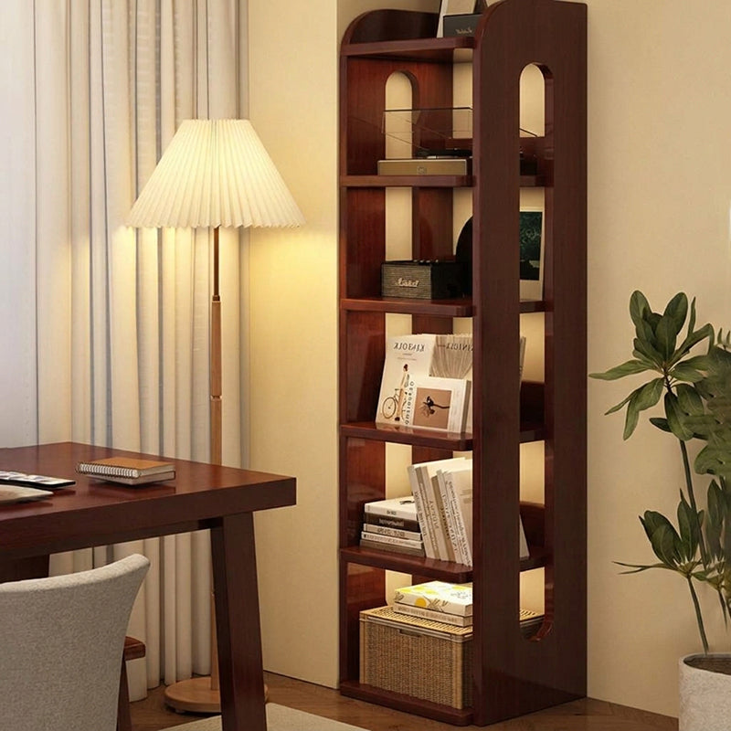 Moderner minimalistischer rechteckiger Aufbewahrungsregal aus Massivholz mit 6-stufigem Design für Wohnzimmer und Homeoffice 
