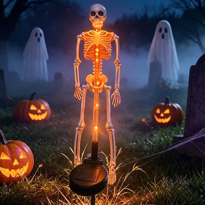 Contemporary Creative Solar Halloween Decor Plastic Skull LED Outdoor Ground Insert Landscape Light For Halloween Yard &amp; Garden