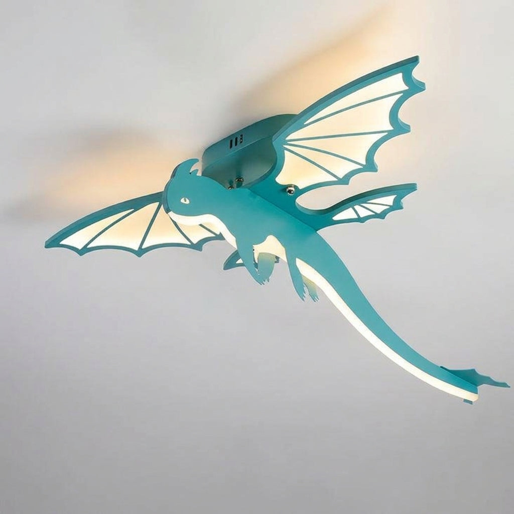 Contemporary Creative Acrylic Cartoon Dinosaur LED Kids Semi-Flush Mount Ceiling Light For Bedroom
