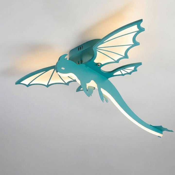 Contemporary Creative Acrylic Cartoon Dinosaur LED Kids Semi-Flush Mount Ceiling Light For Bedroom