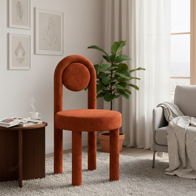 Modern Minimalist Round Velvet Iron Vanity Stool Backrest Armless For Bedroom
