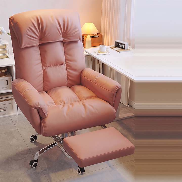 Chaise de bureau moderne minimaliste en tissu et acier inoxydable avec siège carré, dossier réglable et base pivotante pour bureau à domicile 