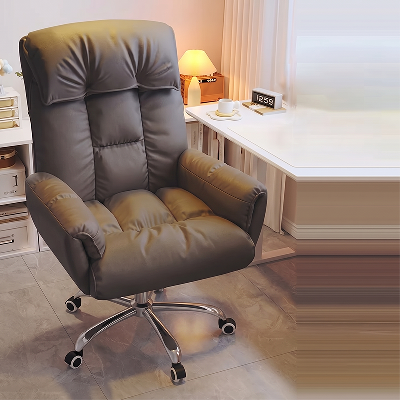 Chaise de bureau moderne minimaliste en tissu et acier inoxydable avec siège carré, dossier réglable et base pivotante pour bureau à domicile 