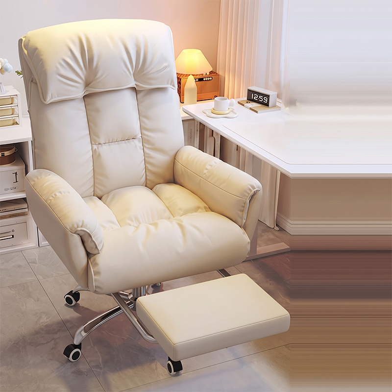 Chaise de bureau moderne minimaliste en tissu et acier inoxydable avec siège carré, dossier réglable et base pivotante pour bureau à domicile 